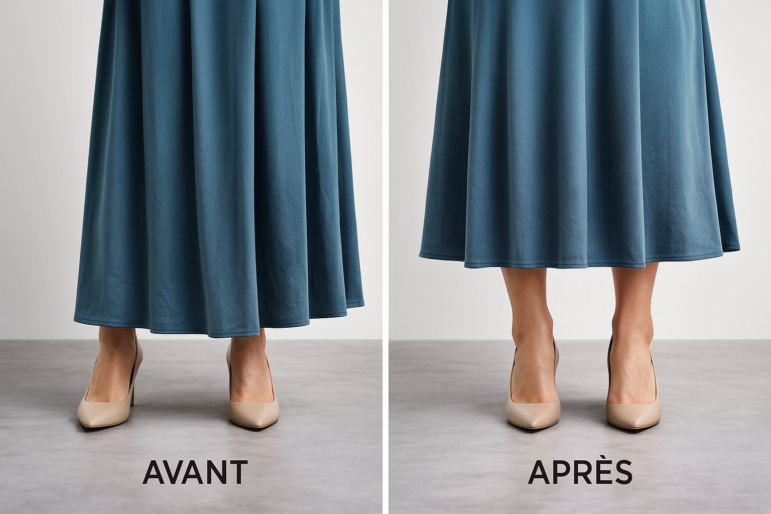 Ourlet de robe large sans doublure